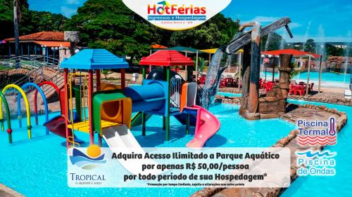 an advertisement for a water park at a resort at Marina Flat, ao lado do Náutico Praia Clube - HotFérias in Caldas Novas