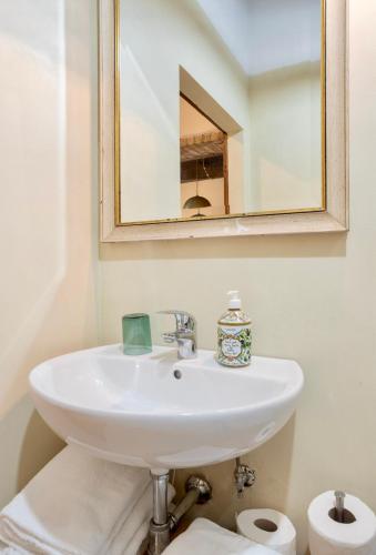 a bathroom with a white sink and a mirror at Le Fonti di San Gimignano in San Gimignano