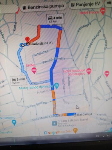 a close up of a google map at Apartman Turkana 2 in Sarajevo