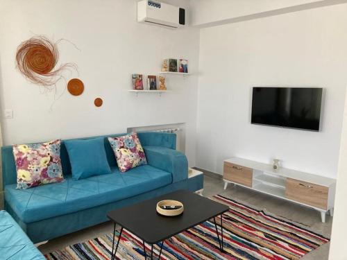 TV a/nebo společenská místnost v ubytování émeraude au coeur de la marsa plage