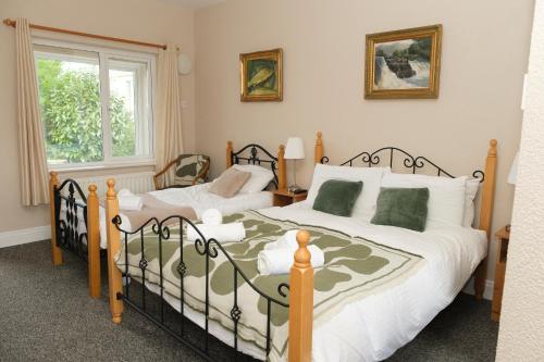 - une chambre avec 2 lits et une fenêtre dans l'établissement Greenfield Lodge Hotel Bar & Bistro, à Headford