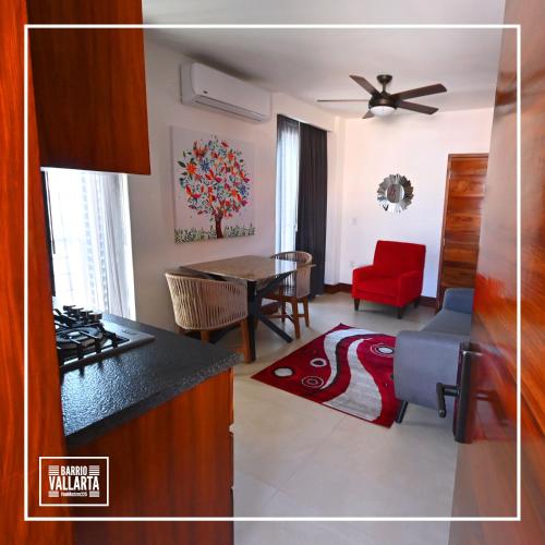 Χώρος καθιστικού στο Barrio Vallarta Boutique Studios