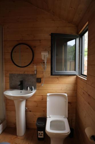 a bathroom with a white toilet and a sink at NICE HOUSE HOTEL Meghri in Meghri