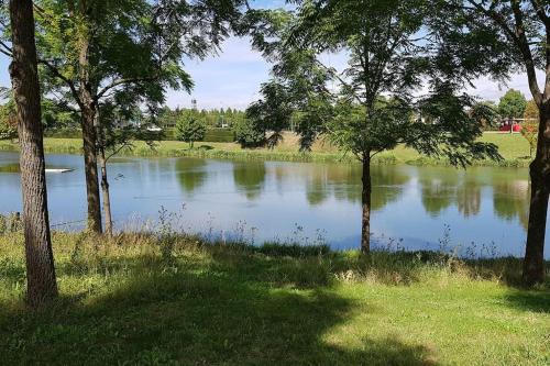 a lake with trees in the middle of a field at chambre avec entrée indépendante situation idéale in Serris