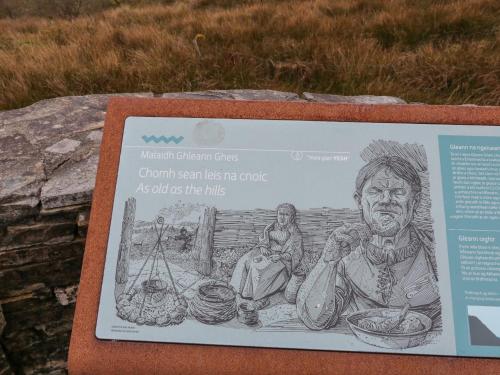 a sign with a drawing of a man and a child at Teach Phaidí Mhóir in Donegal
