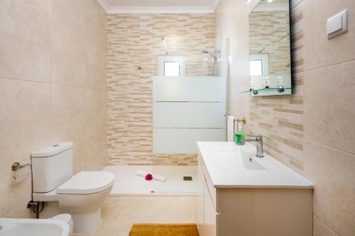 ein Badezimmer mit einem WC, einem Waschbecken und einer Badewanne in der Unterkunft Herdade Monte Do Vale in Ferreira do Alentejo