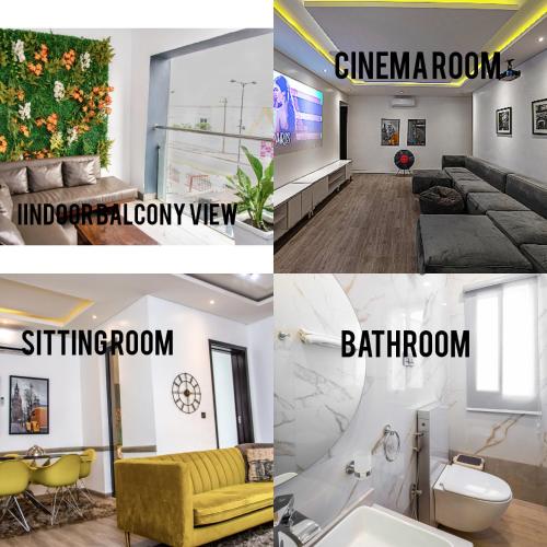 a collage of photos of a living room at Treasurablehomes in Lagos