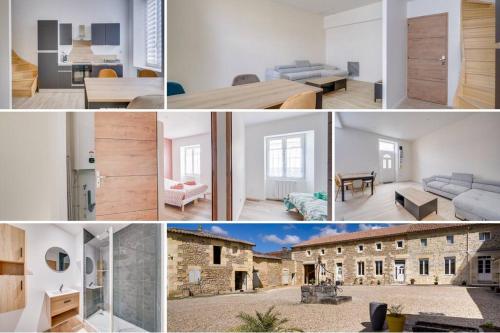 un collage de photos de différentes pièces d'un bâtiment dans l'établissement Les merveilles de la palmyre, à Saint-Ciers-sur-Gironde