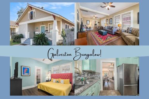 a collage of two pictures of a house at Beachy Bungalow! 2BD, King Bed in Galveston