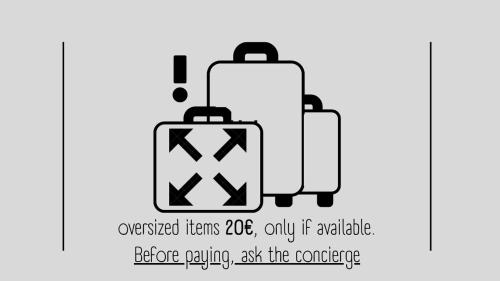a suitcase icon with the text upgraded items only if available before calling ask at Naap in Valencia