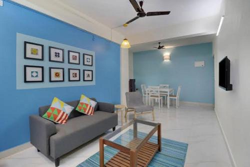 Istumisnurk majutusasutuses Luxury 2BHK Apartment near Calangute Baga beach with Pool