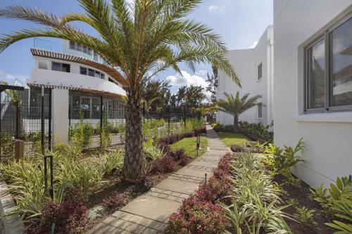 a palm tree in front of a building at Ocean Grand Gaube by Host Agents in Grand Gaube