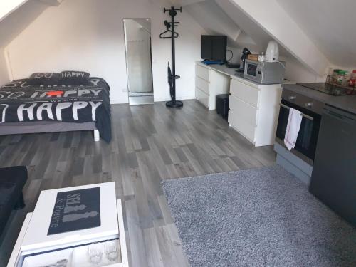 Il comprend un salon avec un lit et une cuisine. dans l'établissement Spa Brunoy, à Brunoy