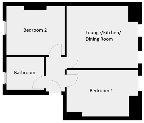 a black and white diagram of a floor plan at Surgery Suites in Weymouth