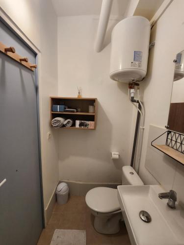een kleine badkamer met een toilet en een wastafel bij Charmant studio spacieux paris in Parijs