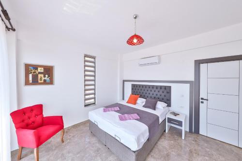 Postel nebo postele na pokoji v ubytování Villa Ases Çukurbağ Köyü Kaş Antalya
