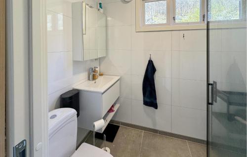 Erfjord的住宿－4 Bedroom Gorgeous Home In Erfjord，一间带卫生间和淋浴的浴室