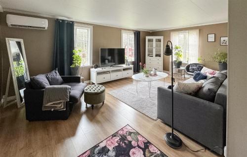Una sala de estar con un sofá y un televisor. en Cozy Home In Åmål With Wifi, en Åmål