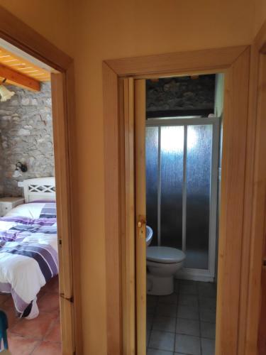 a bathroom with a bed and a toilet in a room at CASA TOMASIN 