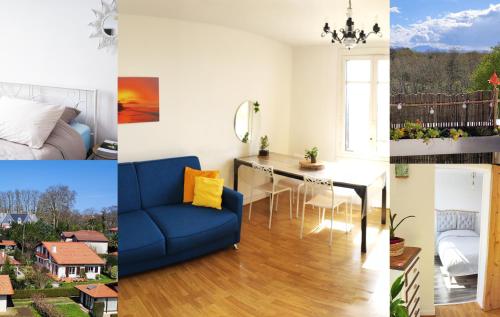 un collage de photos d'une pièce avec une table et d'une chambre dans l'établissement PURA VIDA BAYONNE, à Bayonne