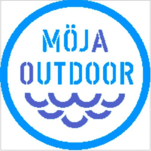 a logo for a mola outdoor restaurant at Dunderfriggan på Möja in Möja