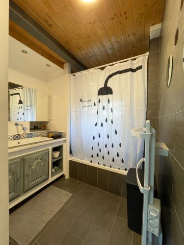 ห้องน้ำของ Gîte Causses Cocottes - Maison d'architecte sur 5800 m2 de terrain