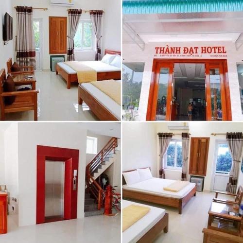 un collage de cuatro fotos de una habitación de hotel en Khách Sạn Thành Đạt en Thương Xà (2)