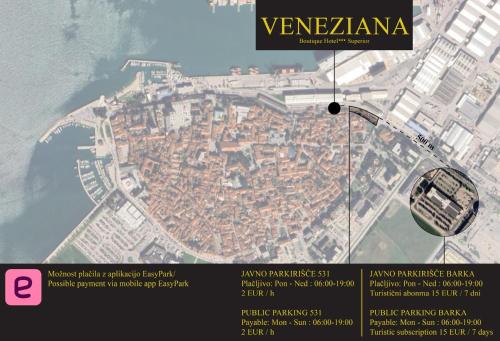 a map of vlez melaka with a city at VENEZIANA Boutique Hotel Superior in Koper