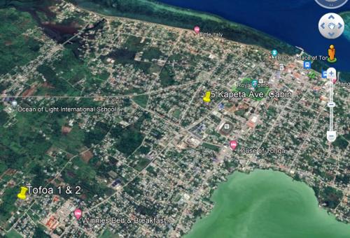 a map of a city with pink and yellow dots at Tofoa 2 in Nuku‘alofa