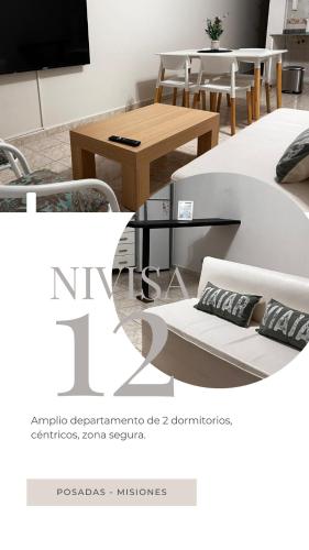 un prospectus pour un département du mobilier avec une table et des chaises dans l'établissement Edificio NIVISA, à Posadas