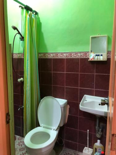 a bathroom with a toilet and a sink at Quiet Garden Home in Molino