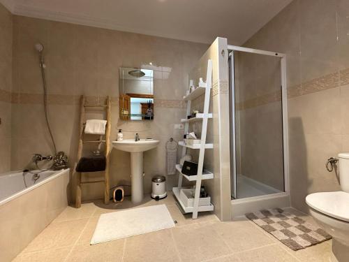 bagno con doccia, lavandino e servizi igienici di Villa Ans a Pulpí