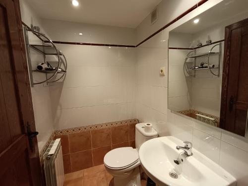 ベナスケにあるInmocyma Verdiblanco Familias-Valle de Benasqueのバスルーム(白いトイレ、シンク付)