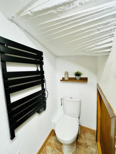une salle de bain avec toilettes dans une chambre dans l'établissement Nuevo Cosy Loft 4pax Estavar, à Estavar