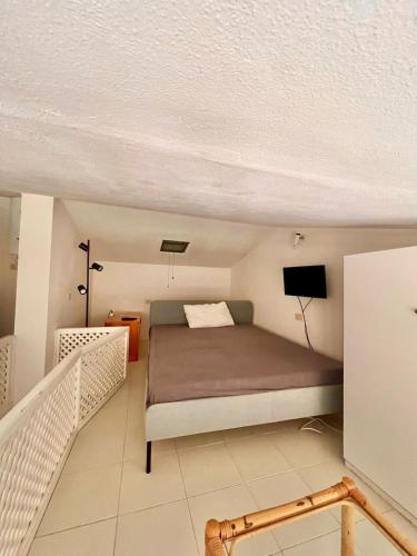 a bedroom with a bed and a tv in it at Residenze Coda Cavallo in San Teodoro