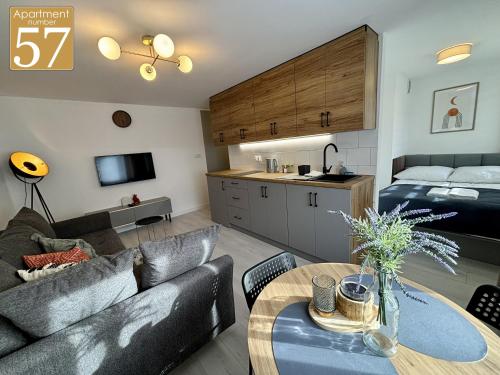 Η κουζίνα ή μικρή κουζίνα στο Piękny przytulny apartament - blisko akwenu wodnego