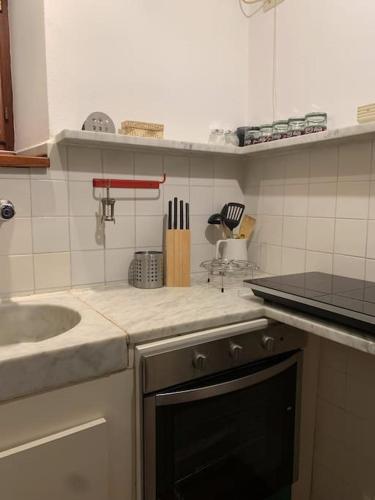 a kitchen with a sink and a counter top at La Casa di Mezzo - The Middle House in Monte Marcello