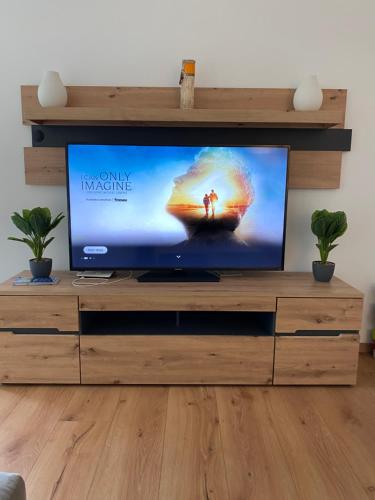 Una televisión o centro de entretenimiento en Luxus-Anwesen mit Charme - ganzes Haus mit Garten
