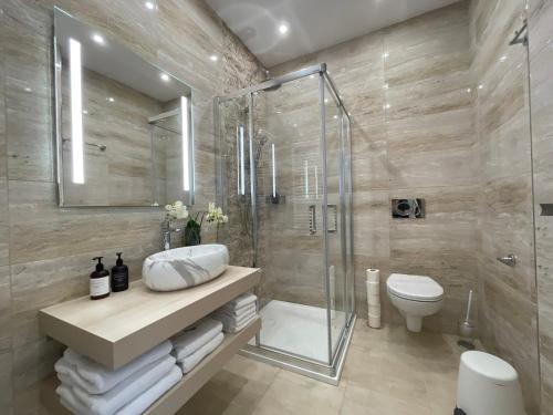 Koupelna v ubytování Apartmány Jasmín