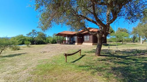 une maison dans un champ avec un arbre dans l'établissement El Cardon - Casa de Campo, à Coronel Moldes