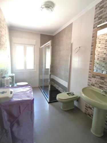 a bathroom with a sink and a toilet and a shower at Esmeraldas Vivienda Rural in Villacarrillo