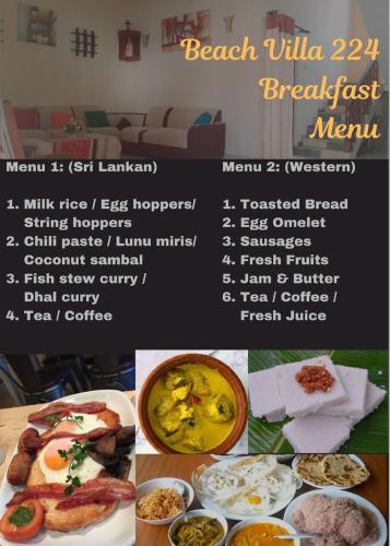 eine Collage von Bildern verschiedener Arten von Lebensmitteln in der Unterkunft Beach Villa 224 in Negombo