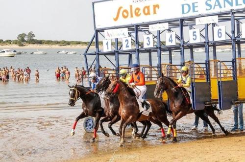 a group of people riding horses on the beach at Cabildo 3 in Sanlúcar de Barrameda