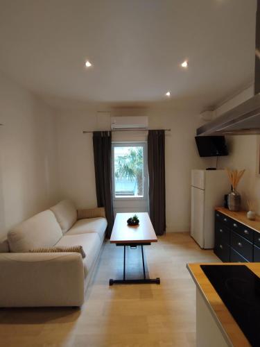 un salon avec un canapé et une table dans l'établissement 2 pièces Cannes centre, à Cannes