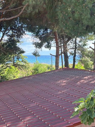 a view of the ocean from the roof of a house at Κ & Μ House by the sea in Nea Iraklia