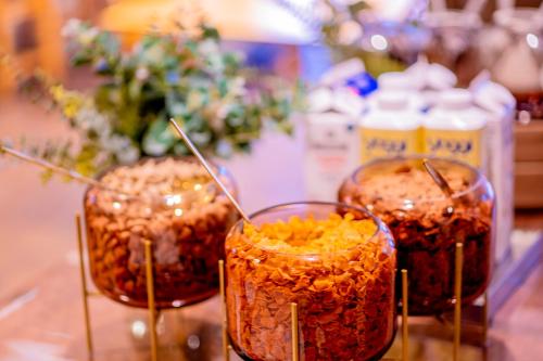 two jars of food sitting on a table at Hotel Expo Stockholm in Stockholm
