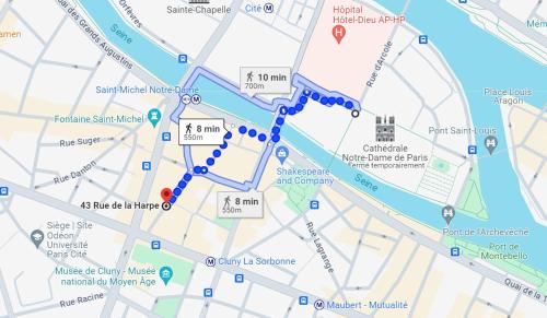 carte de la ville de Genbourg avec un point rouge dans l'établissement 巴黎圣母院单间公寓, à Paris