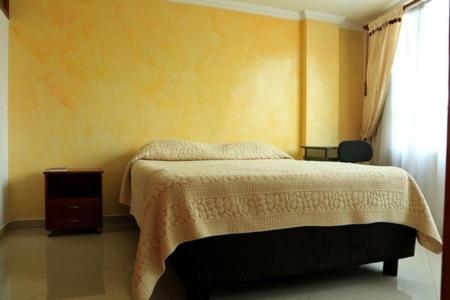 a bedroom with a bed and a dresser and a window at HOTEL CAMELIA REAL BRICEÑO in Sopo
