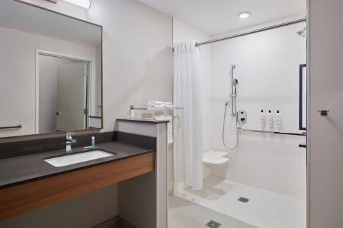 a bathroom with a sink and a shower at Fairfield by Marriott Inn & Suites Tempe in Tempe