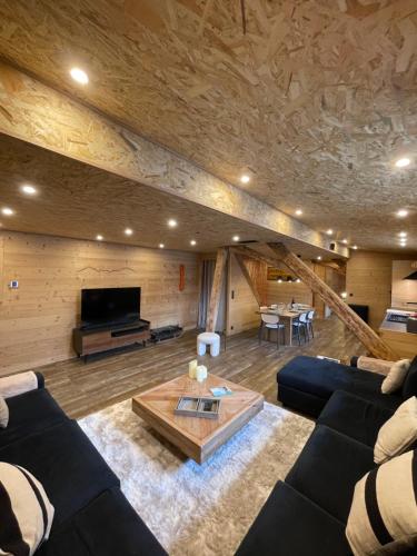 Χώρος καθιστικού στο Chalet Atmosphere Chamonix City Center Large T3